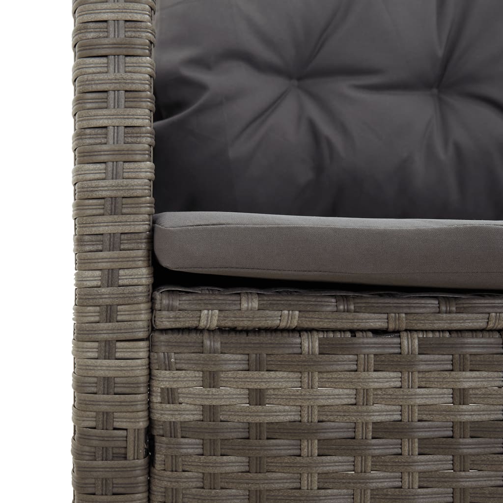 Set Divani da Giardino 4 pz con Cuscini in Polyrattan Grigio