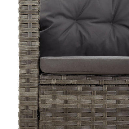 Divano Angolare Reclinabile con Cuscini in Polyrattan Grigio | homemem39