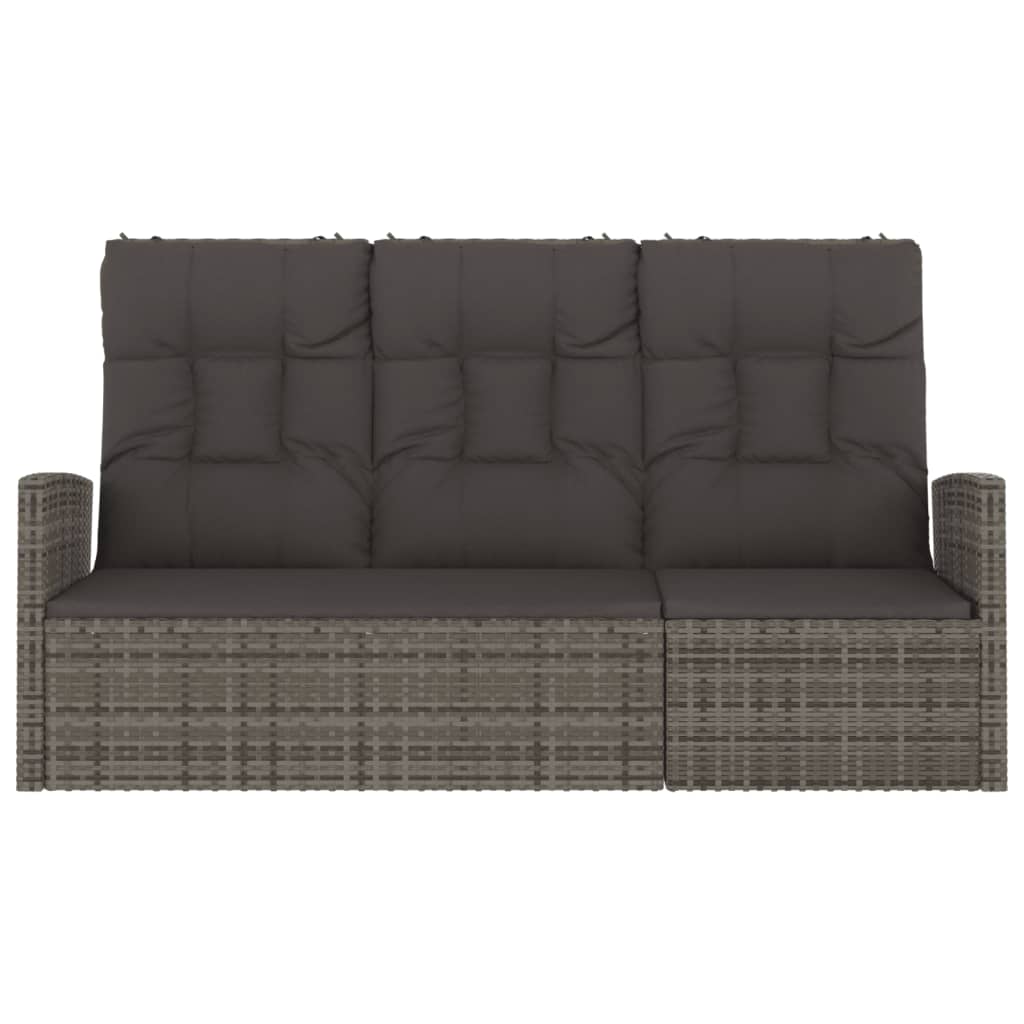 Panca Giardino Reclinabile con Cuscini 173cm Polyrattan Grigio | homemem39