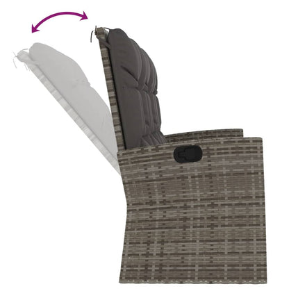 Panca Giardino Reclinabile con Cuscini 173cm Polyrattan Grigio | homemem39