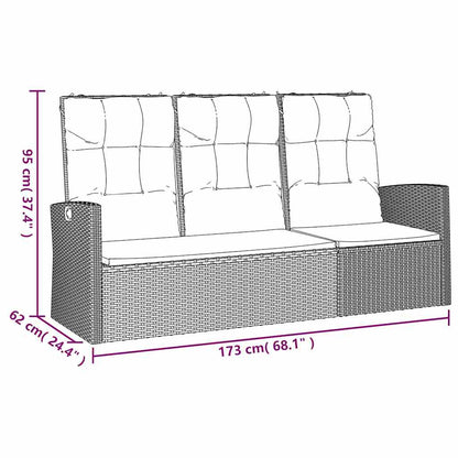 Panca Giardino Reclinabile con Cuscini 173cm Polyrattan Grigio | homemem39