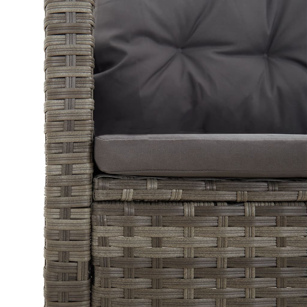 Panca Giardino Reclinabile con Cuscini 118cm Polyrattan Grigio | homemem39