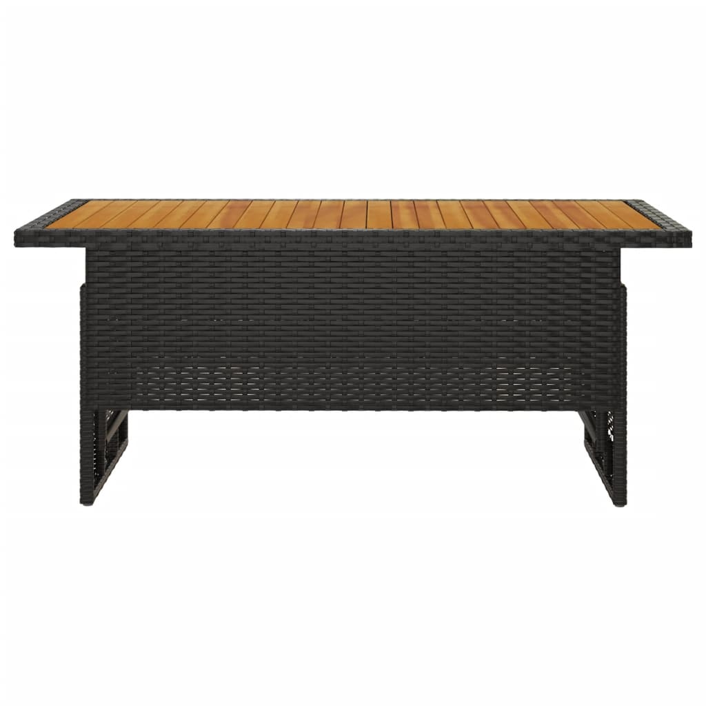 Tavolo Giardino Nero 100x50x43/63cm Massello Acacia Polyrattan | homemem39