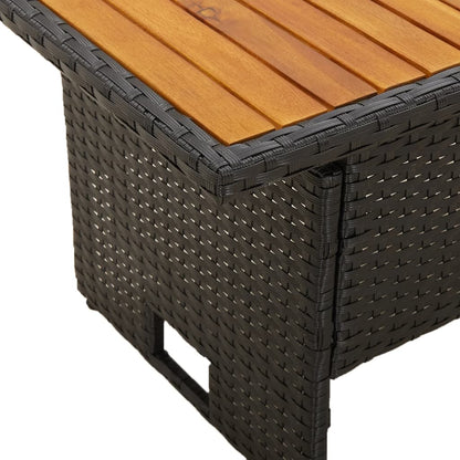 Tavolo Giardino Nero 100x50x43/63cm Massello Acacia Polyrattan | homemem39