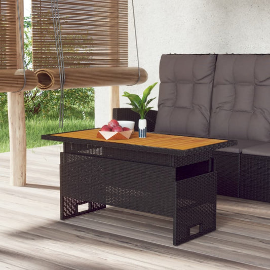 Tavolo Giardino Nero 100x50x43/63cm Massello Acacia Polyrattan | homemem39