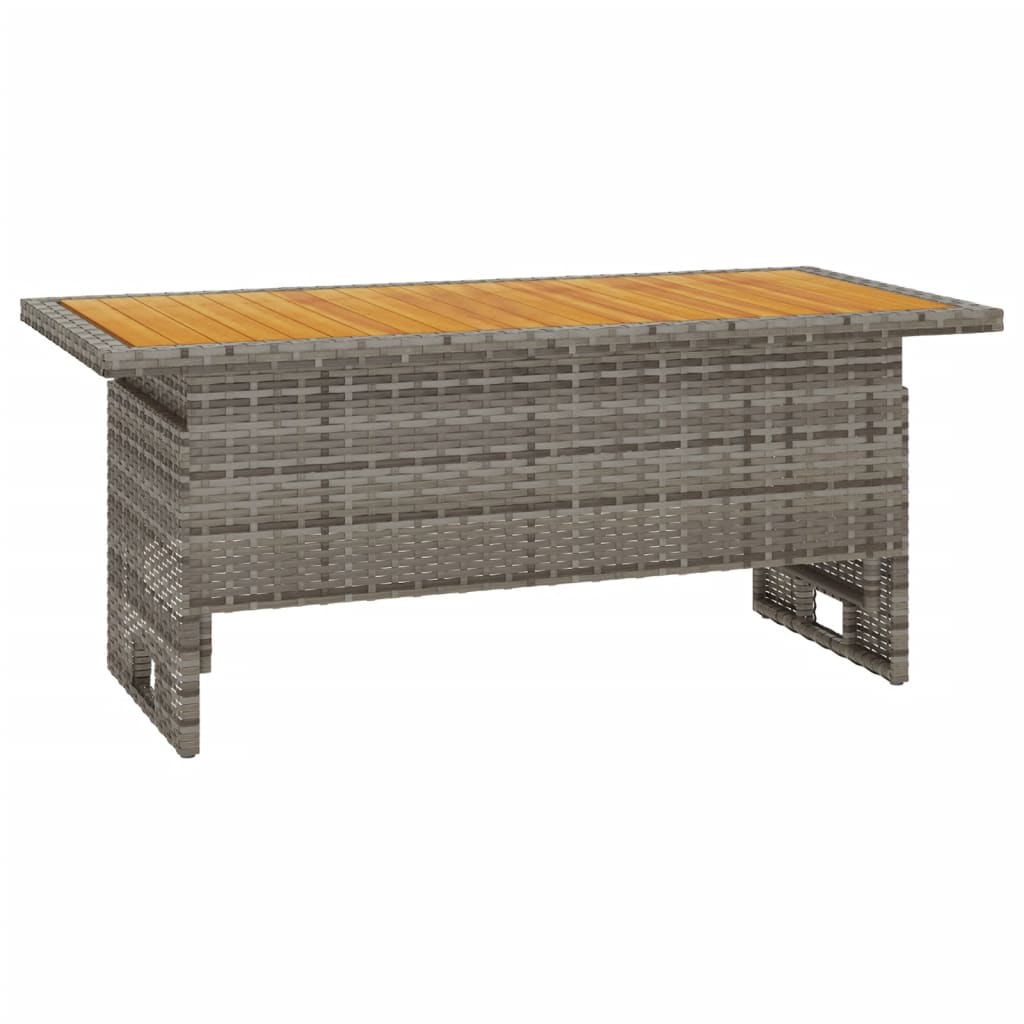 Tavolo Giardino Grigio 100x50x43/63 Massello Acacia Polyrattan | homemem39
