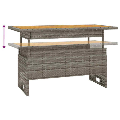 Tavolo Giardino Grigio 100x50x43/63 Massello Acacia Polyrattan | homemem39