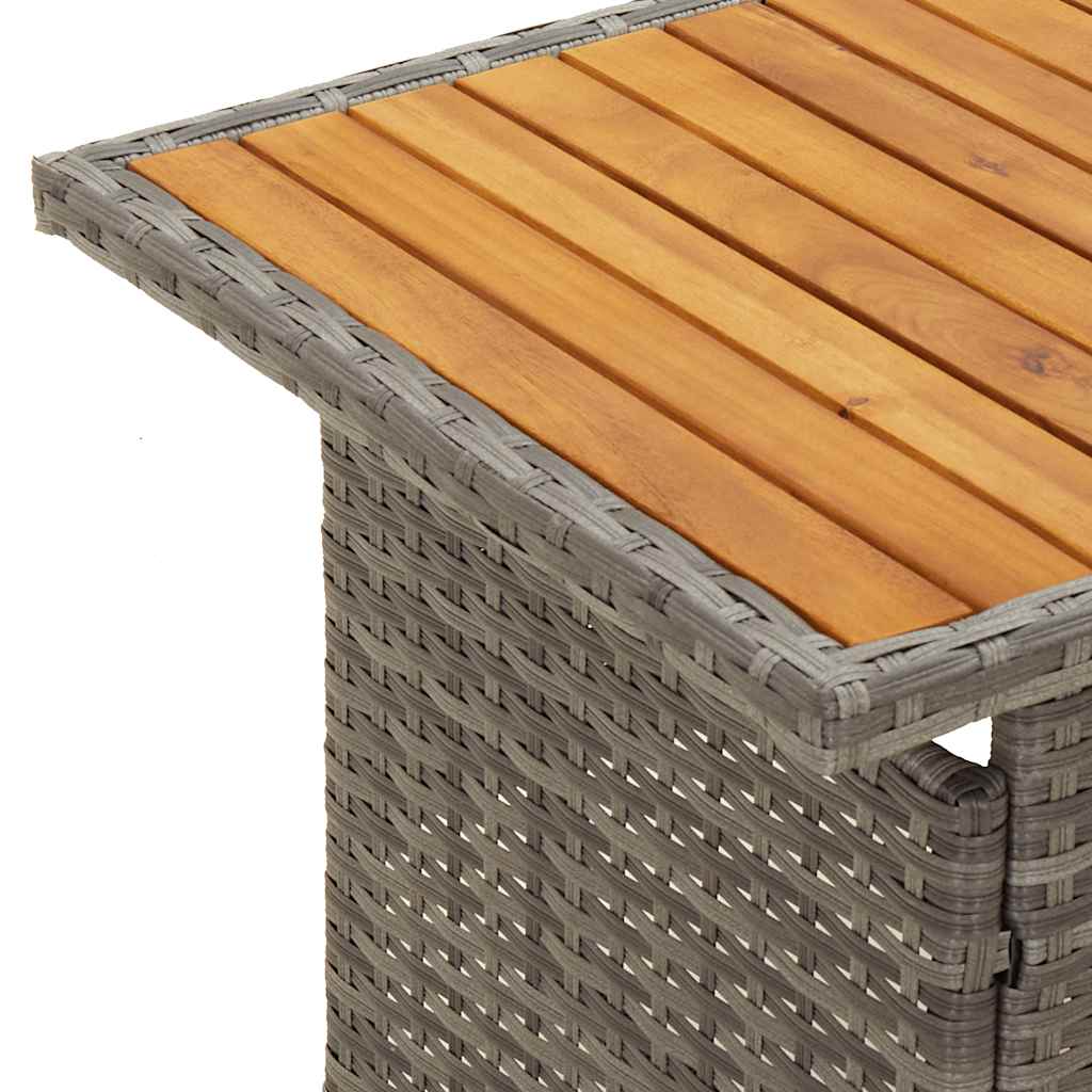 Tavolo Giardino Grigio 100x50x43/63 Massello Acacia Polyrattan | homemem39