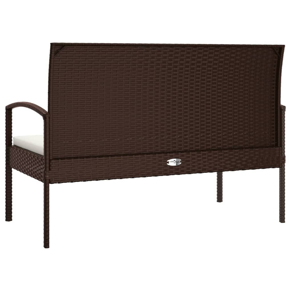 Panca da Giardino con Cuscino Marrone 105 cm in Polyrattan | homemem39