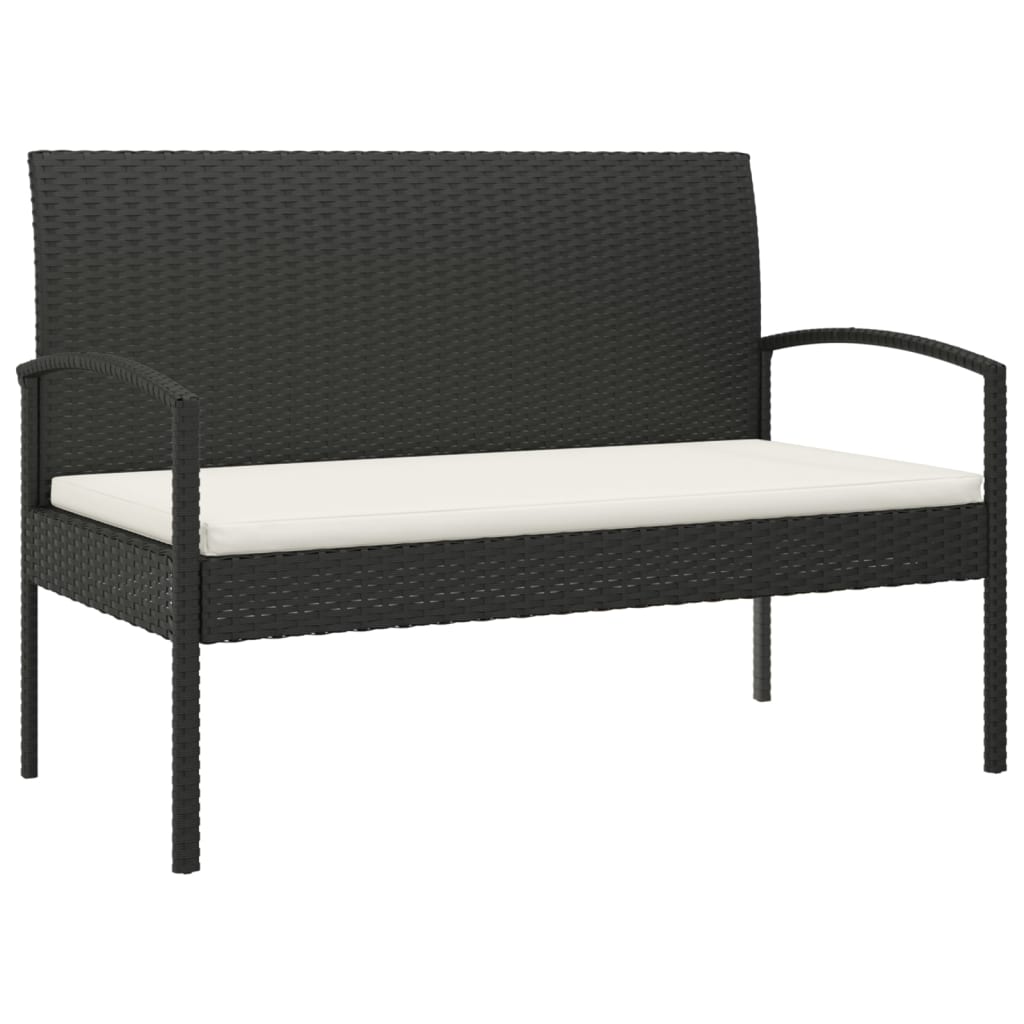 Panca da Giardino con Cuscino Nera 105 cm in Polyrattan | homemem39
