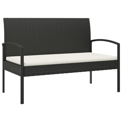 Panca da Giardino con Cuscino Nera 105 cm in Polyrattan | homemem39