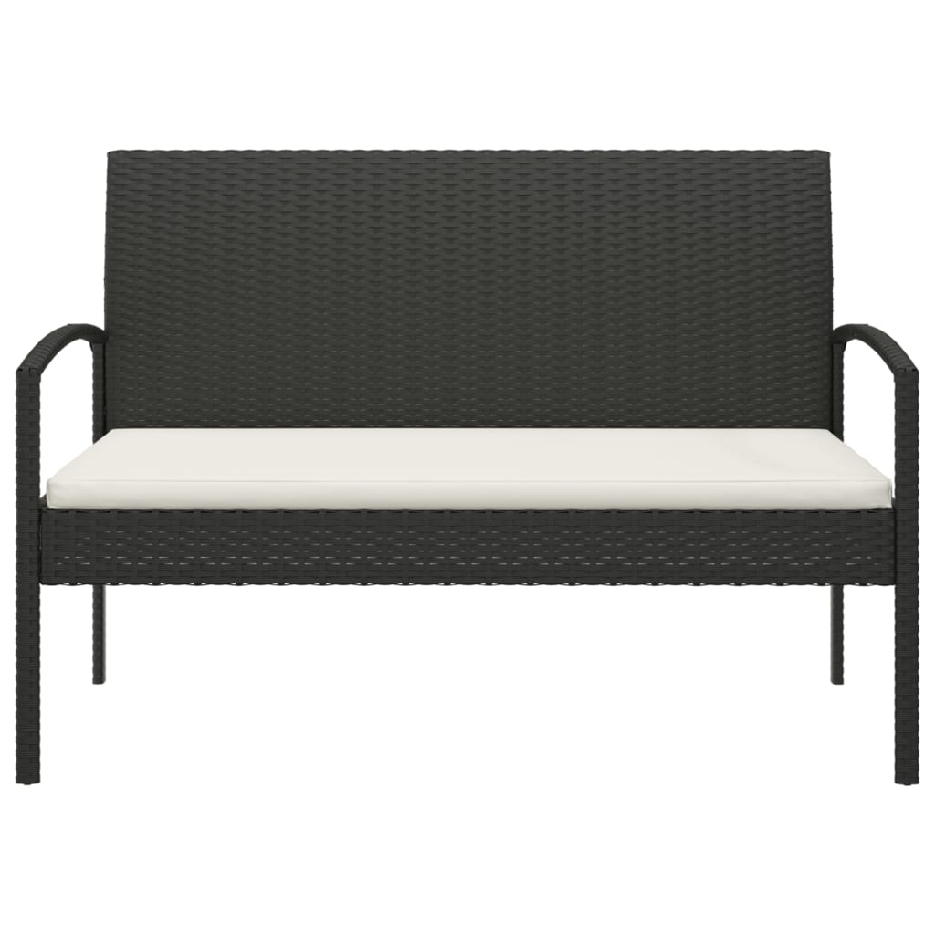 Panca da Giardino con Cuscino Nera 105 cm in Polyrattan | homemem39