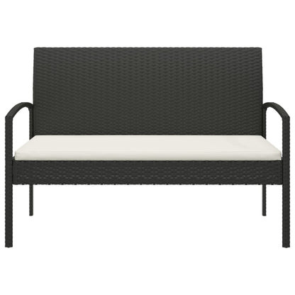 Panca da Giardino con Cuscino Nera 105 cm in Polyrattan | homemem39