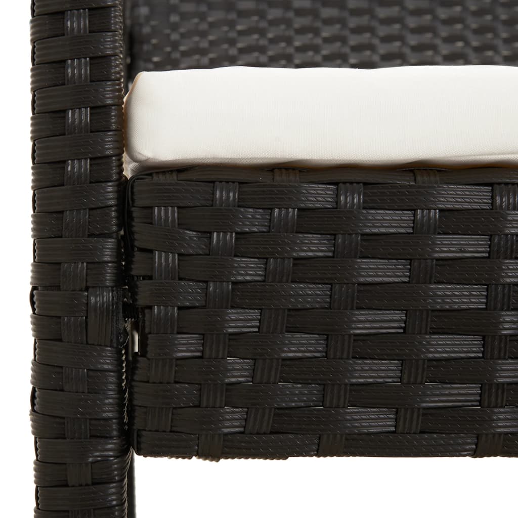 Panca da Giardino con Cuscino Nera 105 cm in Polyrattan | homemem39