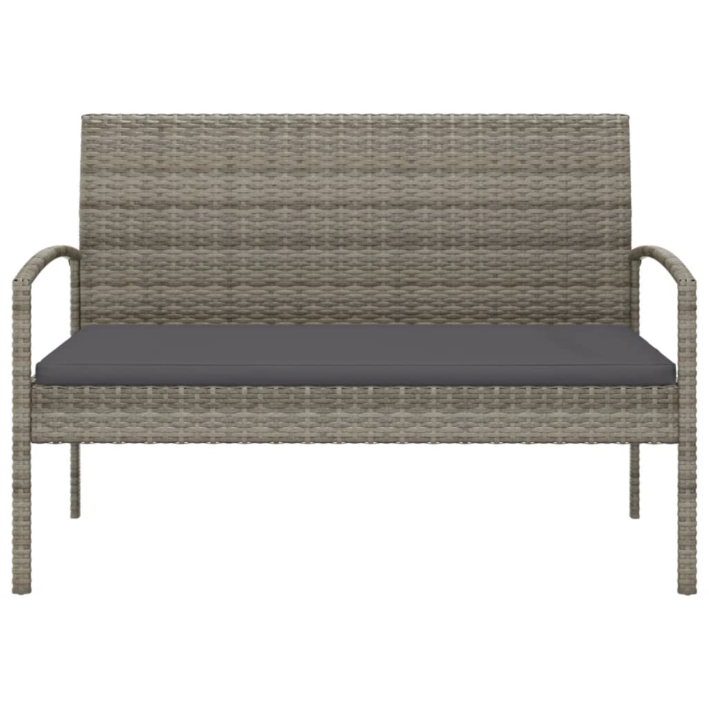 Panca da Giardino con Cuscino Grigia 105 cm in Polyrattan | homemem39