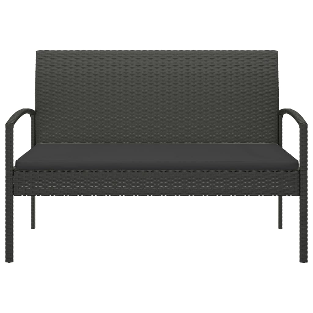 Panca da Giardino con Cuscino Nera 105 cm in Polyrattan | homemem39