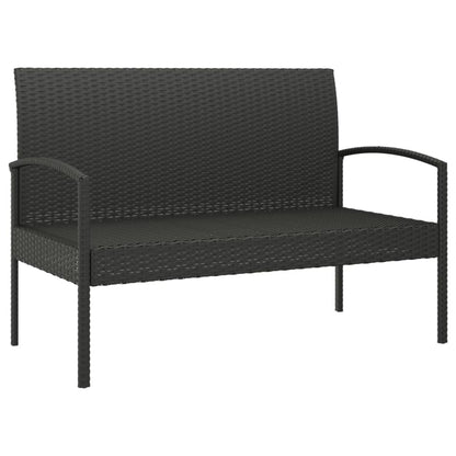 Panca da Giardino con Cuscino Nera 105 cm in Polyrattan | homemem39