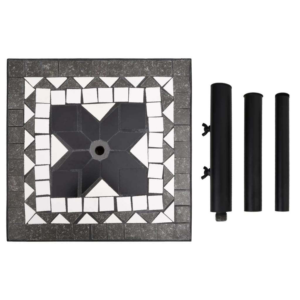 Base per Ombrellone Nero e Bianco Quadrata 12 kg | homemem39