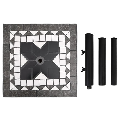 Base per Ombrellone Nero e Bianco Quadrata 12 kg | homemem39
