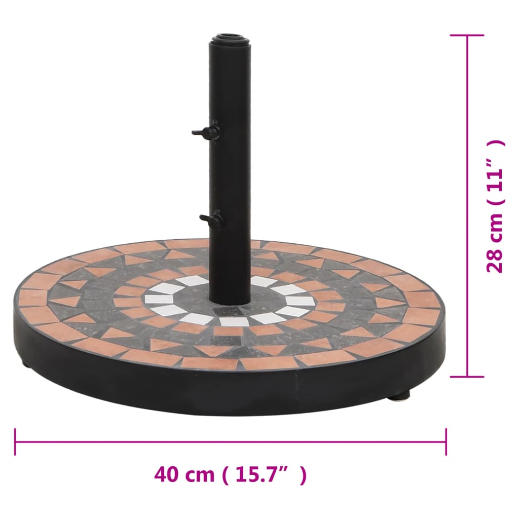 Base per Ombrellone Terracotta e Bianco Rotonda 12 kg | homemem39