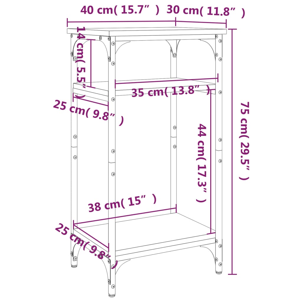 Tavolino Rovere Fumo 40x30x75 cm in Legno Multistrato - homemem39