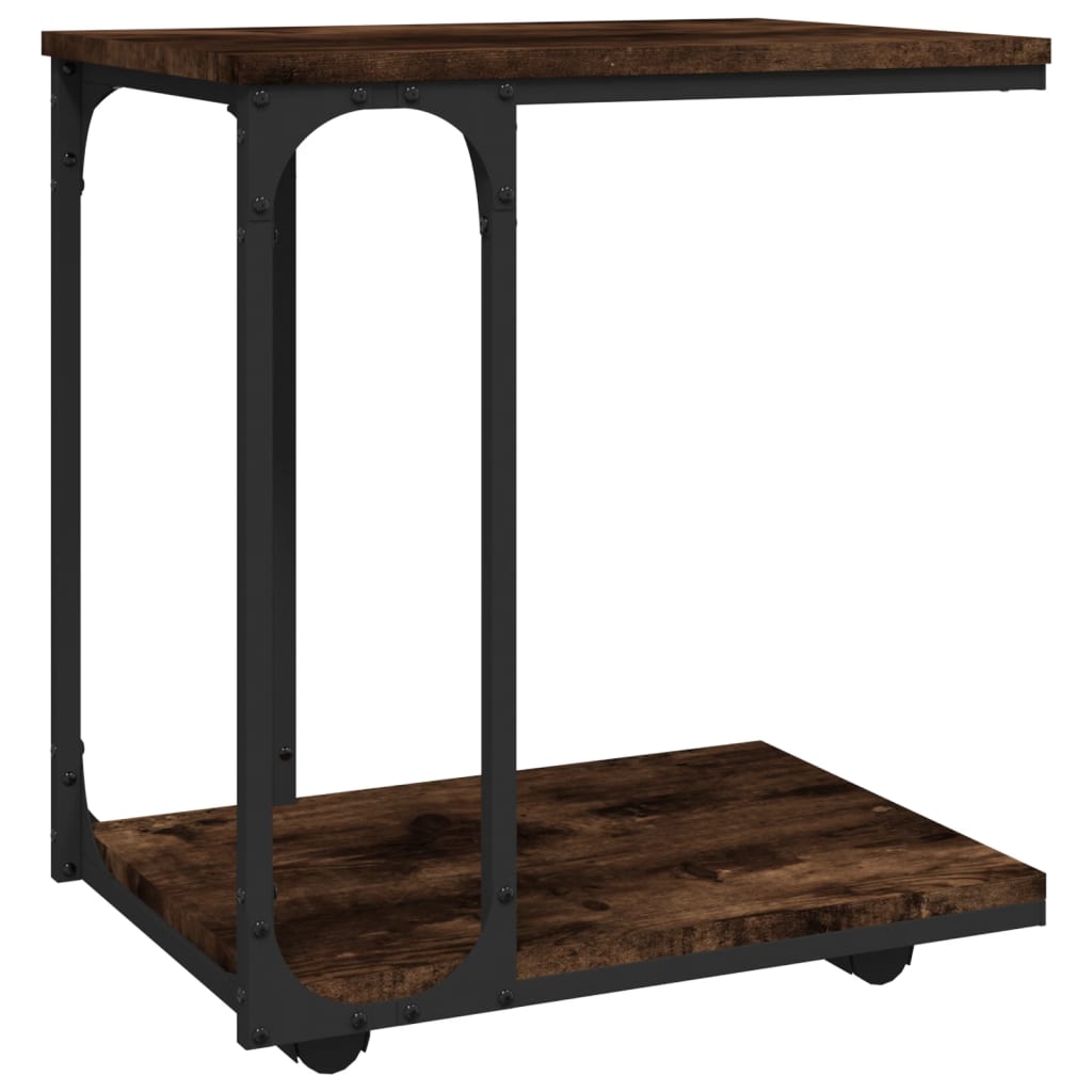 Tavolino con Ruote Rovere Fumo 50x35x55,5 cm Legno Multistrato - homemem39
