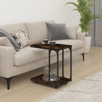 Tavolino con Ruote Rovere Fumo 50x35x55,5 cm Legno Multistrato - homemem39