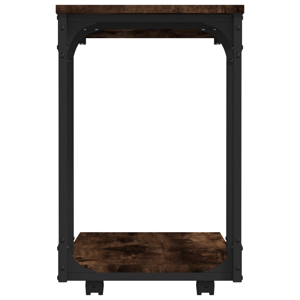 Tavolino con Ruote Rovere Fumo 50x35x55,5 cm Legno Multistrato - homemem39
