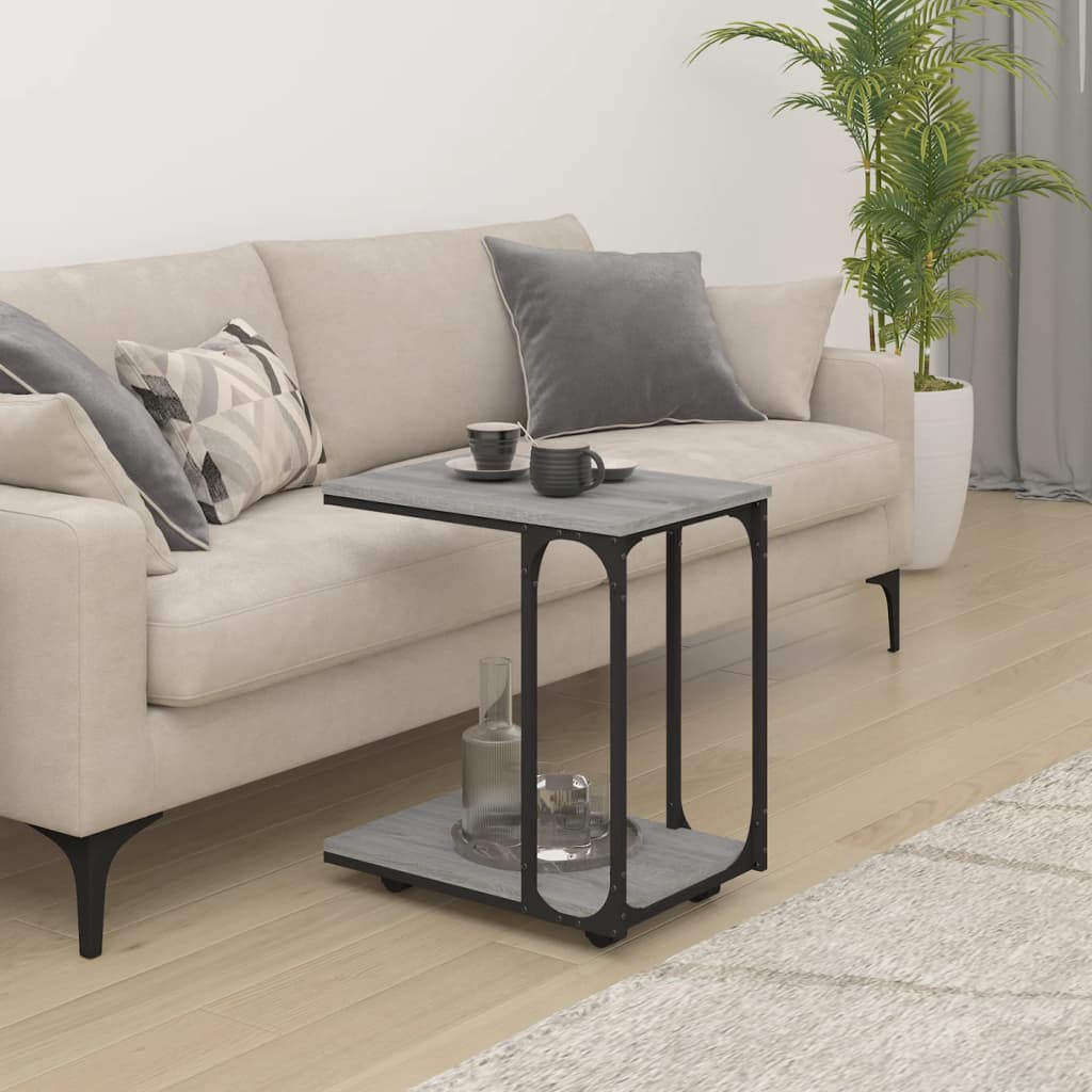 Tavolino con Ruote Grigio Sonoma 50x35x55,5cm Legno Multistrato - homemem39