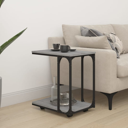 Tavolino con Ruote Grigio Sonoma 50x35x55,5cm Legno Multistrato - homemem39