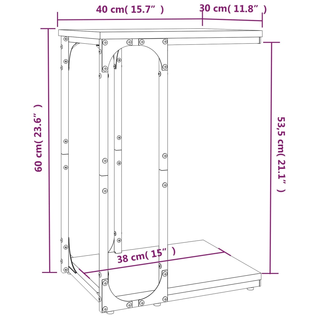 Tavolino Rovere Fumo 40x30x60 cm in Legno Multistrato - homemem39