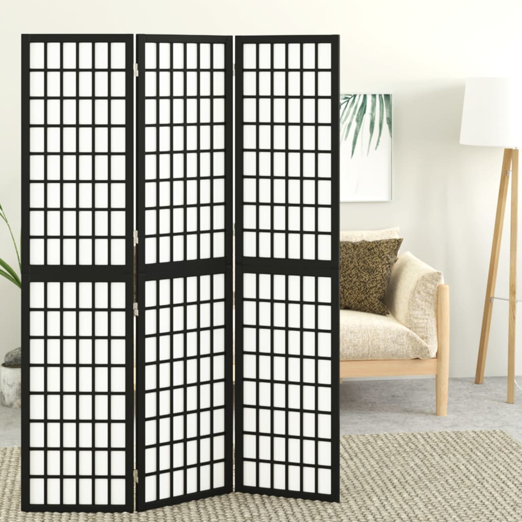 Divisorio Pieghevole 3 Pannelli Stile Giapponese 120x170cm Nero - homemem39