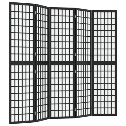 Divisorio Pieghevole 5 Pannelli Stile Giapponese 200x170cm Nero - homemem39