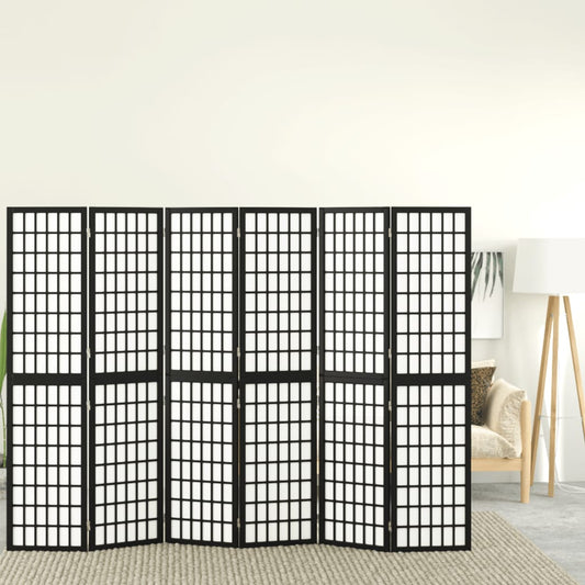 Divisorio Pieghevole 6 Pannelli Stile Giapponese 240x170cm Nero - homemem39