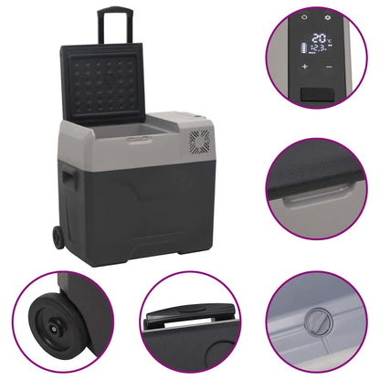 Borsa Frigo con Manico e Ruote Nera e Grigia 40 L Polipropilene | homemem39
