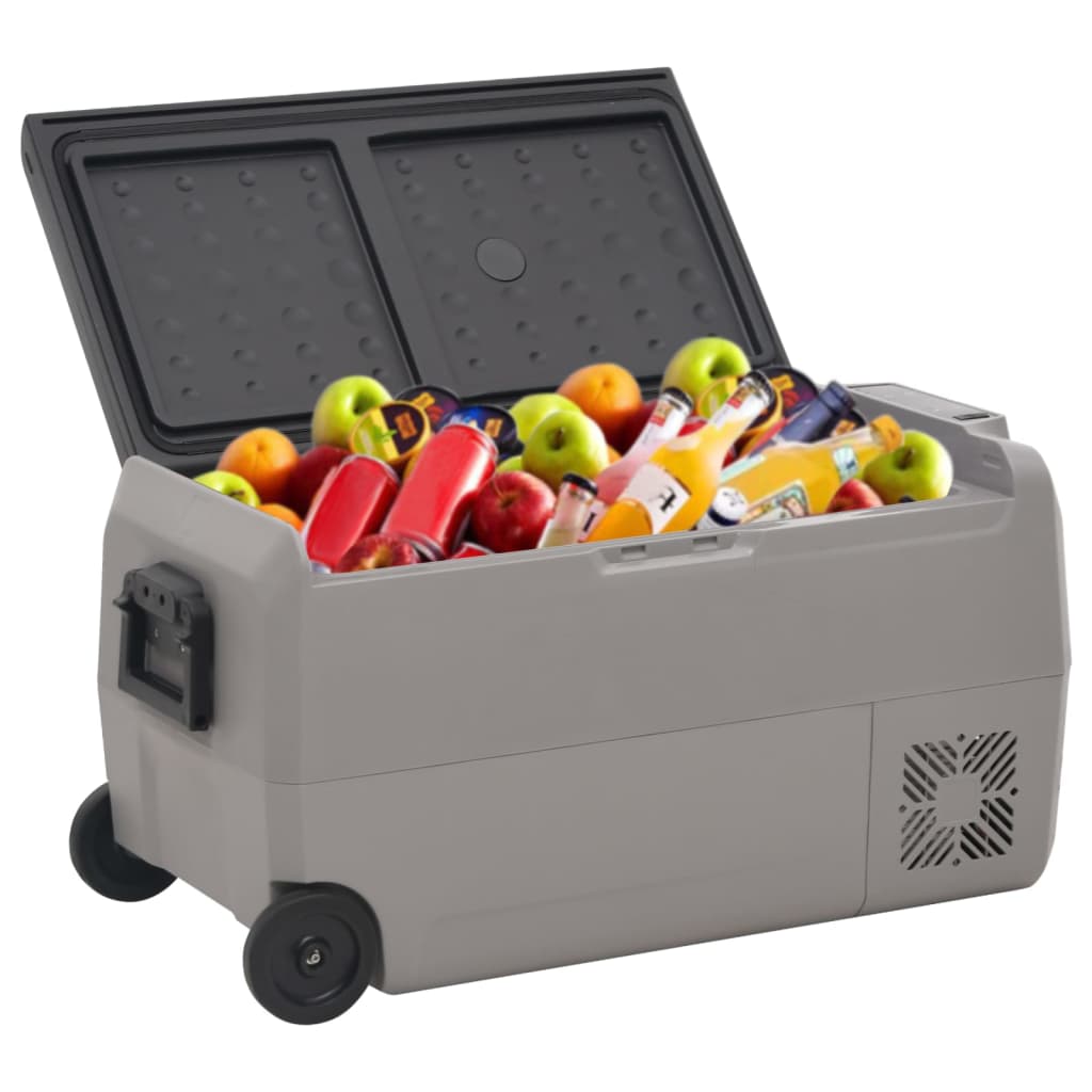 Borsa Frigo con Manico e Ruote Nera e Grigia 50 L PP e PE | homemem39