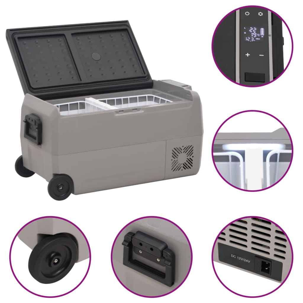 Borsa Frigo con Manico e Ruote Nera e Grigia 50 L PP e PE | homemem39