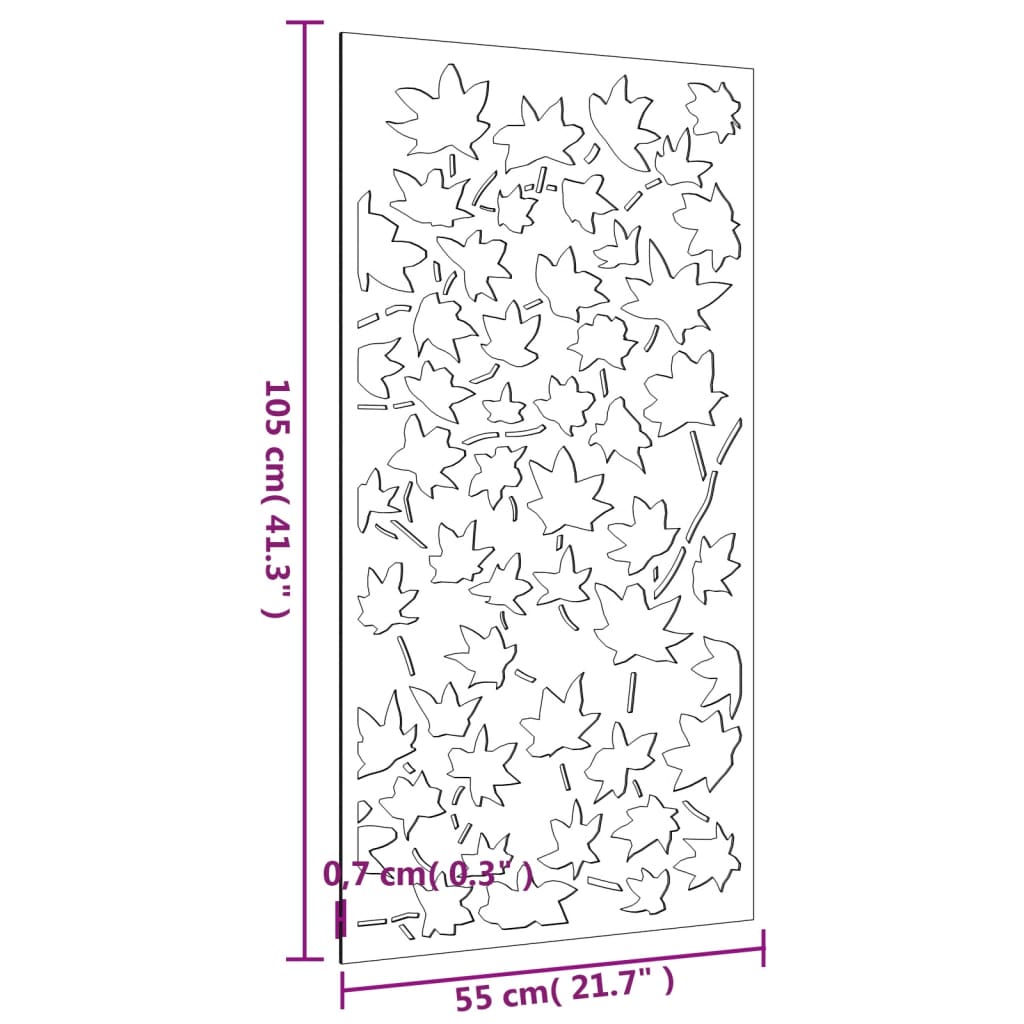Decorazione Muro Giardino 105x55 cm Foglia Acero Acciaio Corten - homemem39