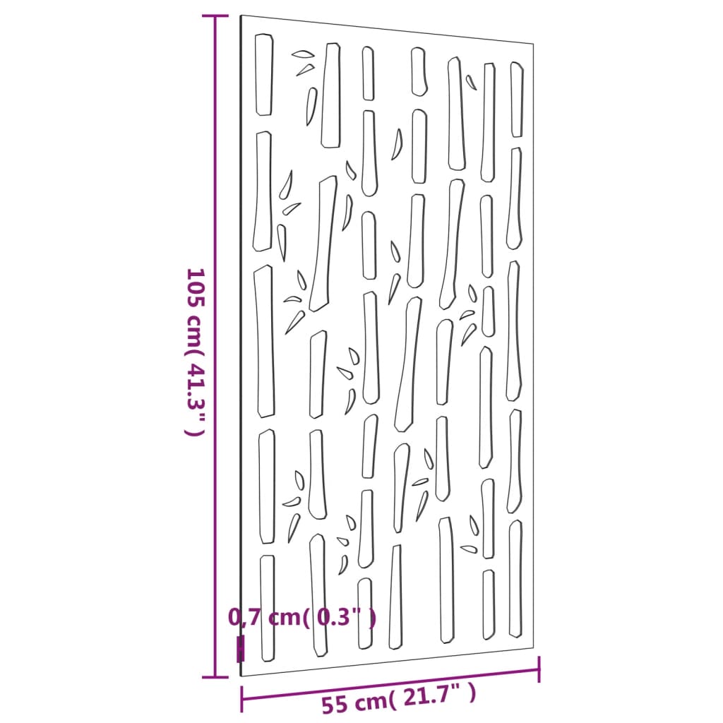 Decorazione Muro da Giardino 105x55 cm Bambù in Acciaio Corten - homemem39