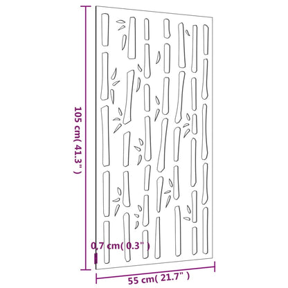 Decorazione Muro da Giardino 105x55 cm Bambù in Acciaio Corten - homemem39