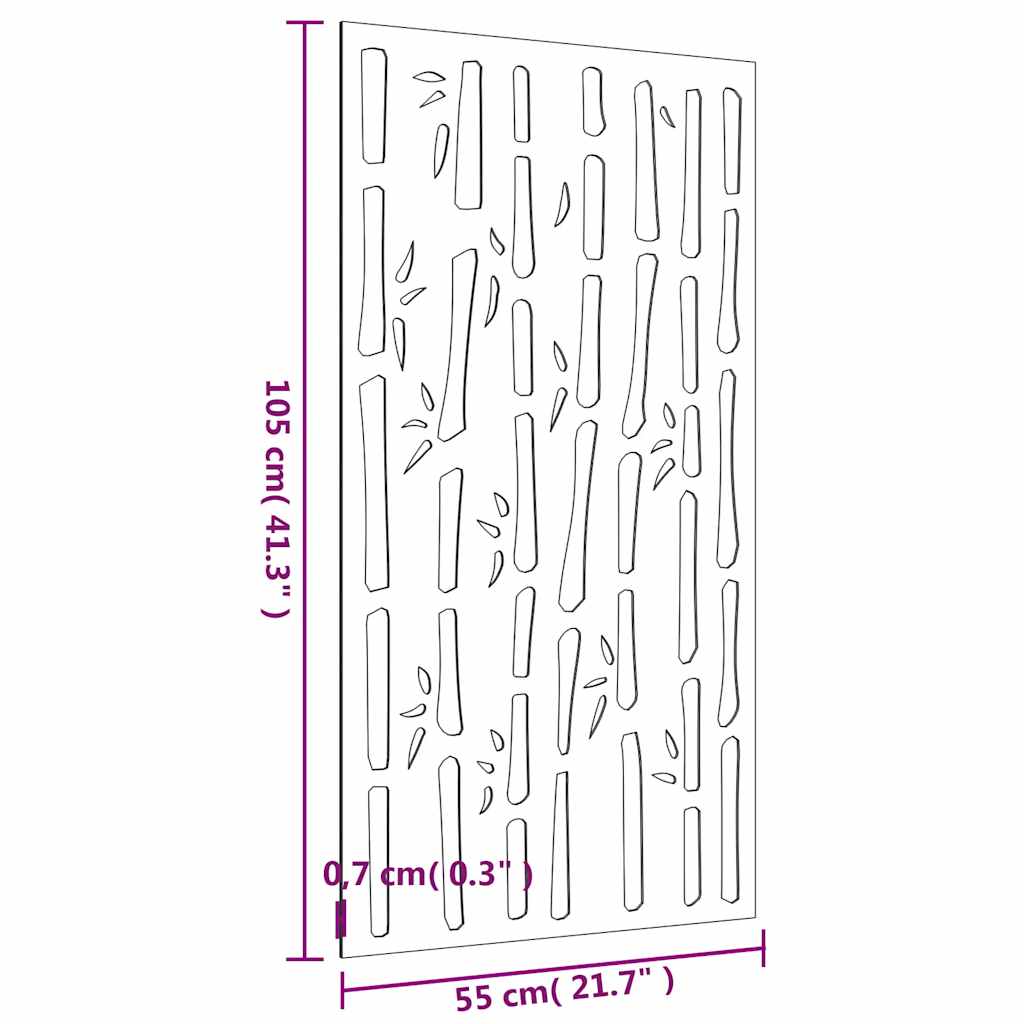 Decorazione Muro da Giardino 105x55 cm Bambù in Acciaio Corten | homemem39