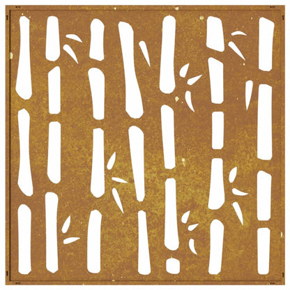 Decorazione Muro da Giardino 55x55 cm Bambù in Acciaio Corten - homemem39