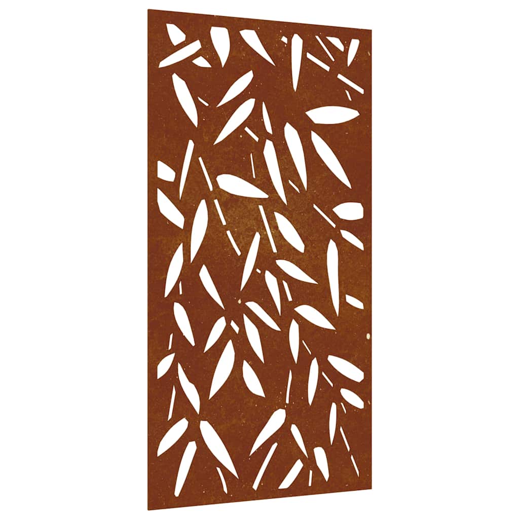 Decorazione Muro Giardino 105x55 cm Foglie Bambù Acciaio Corten | homemem39