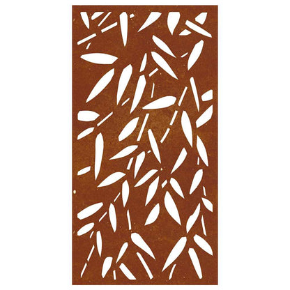 Decorazione Muro Giardino 105x55 cm Foglie Bambù Acciaio Corten | homemem39
