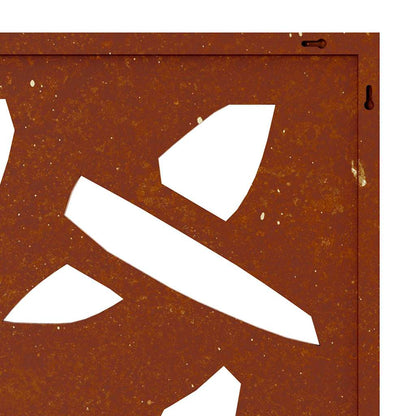 Decorazione Muro Giardino 105x55 cm Foglie Bambù Acciaio Corten | homemem39