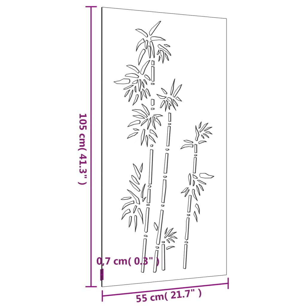 Decorazione Muro da Giardino 105x55 cm Bambù in Acciaio Corten - homemem39