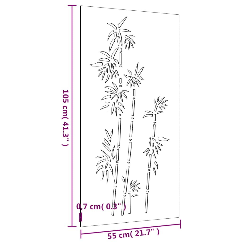 Decorazione Muro da Giardino 105x55 cm Bambù in Acciaio Corten | homemem39