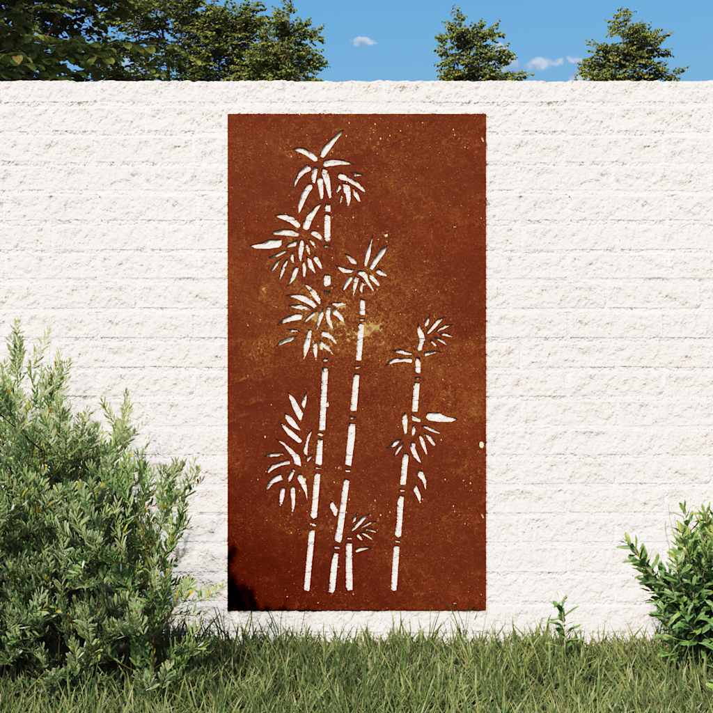 Decorazione Muro da Giardino 105x55 cm Bambù in Acciaio Corten | homemem39