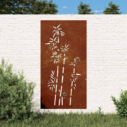 Decorazione Muro da Giardino 105x55 cm Bambù in Acciaio Corten | homemem39