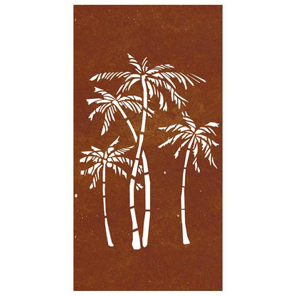 Decorazione Muro da Giardino 105x55 cm Palma in Acciaio Corten | homemem39